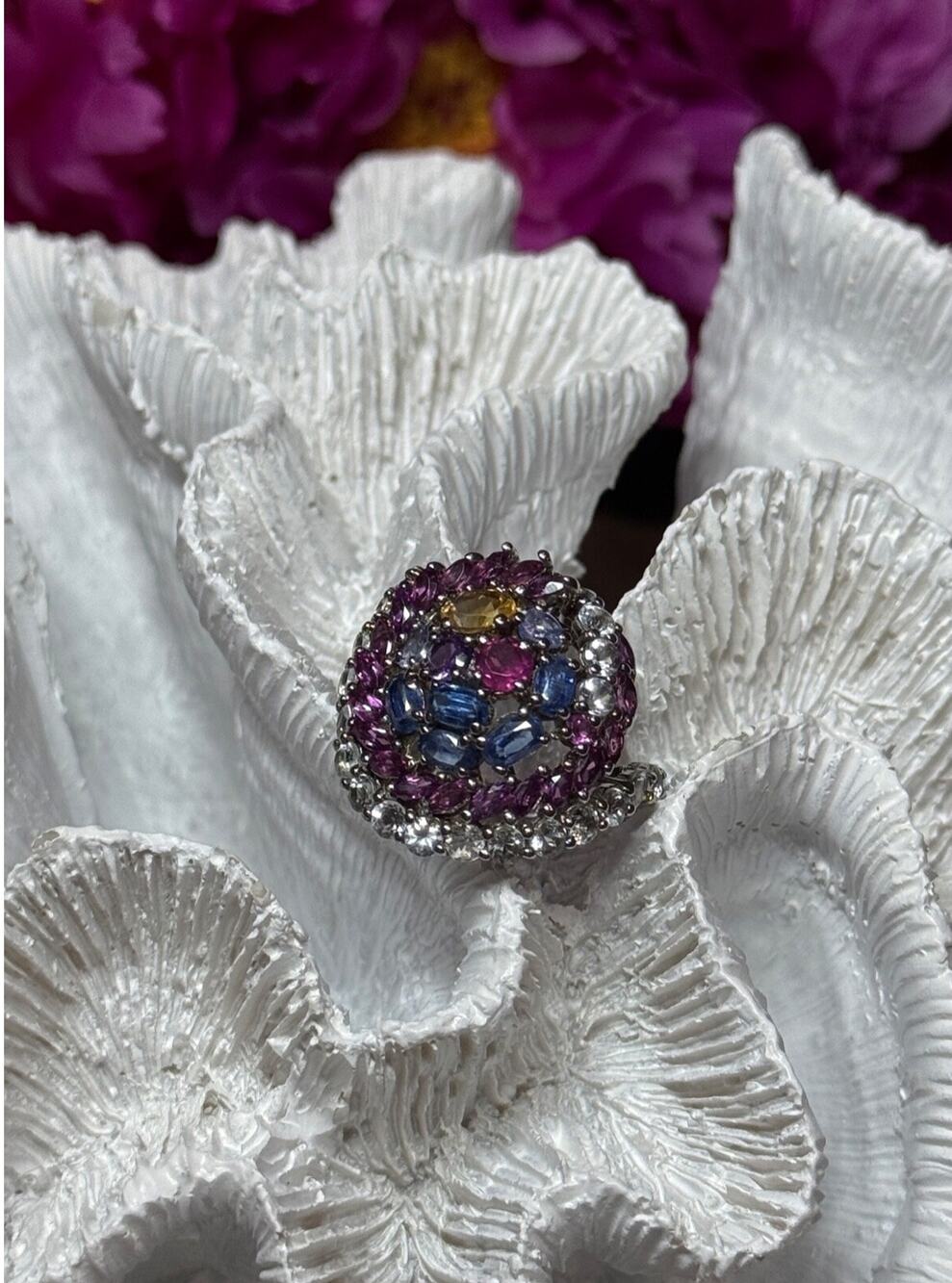 925 Sterling Silver Tourmalines Magic Ring Size 8
